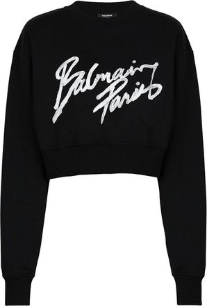 Balmain Logo Cropped Sweatshirt