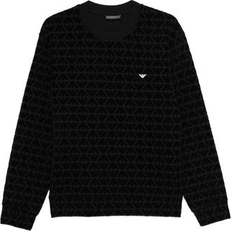 Emporio Armani Logo-embroidered Patterned Sweatshirt