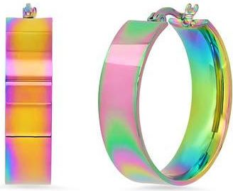 Steeltime HMY JEWELRY Rainbow Hoop Earrings in Multi at Nordstrom Rack