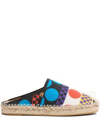 Valentino Garavani VLogo-detailed patterned espadrilles - women - Cotton/Rubber/Goat Skin - 36 - Black
