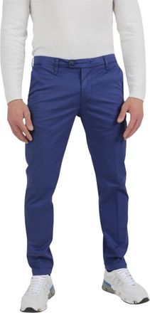 Re-hash Chino met omgeslagen zoom - Heren - Chinos - Blauw - W32 - Broeken