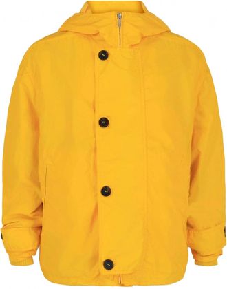 Ferragamo Mens Coated Hooded Jacket In Yellow