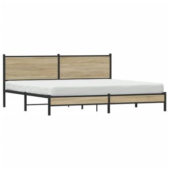 Berkfield Home Metal Bed Frame without Mattress Sonoma Oak 200x200 cm in Brown