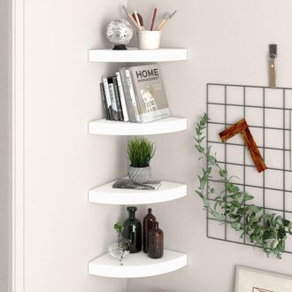 vidaXL Vidaxl - Estantes Flotantes De Pared 4 Uds Mdf Blanco 25x25x3,8 Cm