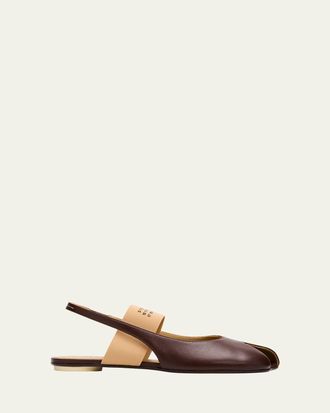 Maison Margiela Anatomic Numeric Leather Slingback Ballerina Flats