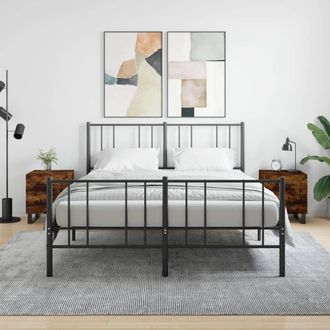 vidaXL Vidaxl - Mesita Noche 2 Uds Madera Ingenier&iacute;a Roble Ahumado 40x35x47,5cm