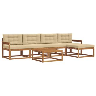vidaXL Conjunto De Sof&aacute;s De Exterior Con Coj&iacute;n 6 Pcs Natural Y Beige Vidaxl