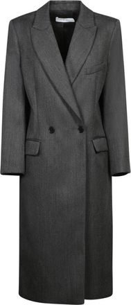Iro Luxe Grijze Wollen Jas - Dames - Mantel - Grijs - L - Wol - Jassen