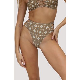 Stone Fox Swim Theo High Waist Bikini Bottoms in Vista Flower at Nordstrom, Size X-Small
