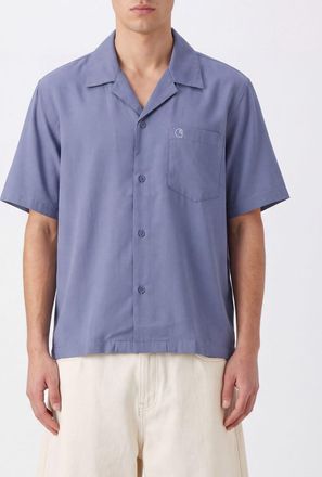 Carhartt Work in Progress Camicia in cotone a maniche corte con colletto cubano e logo