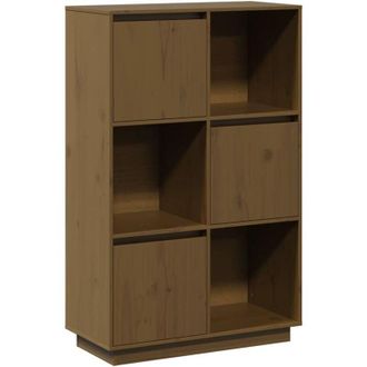 vidaXL Vidaxl - Aparador Alto De Madera Maciza De Pino Marr&oacute;n Miel 74x35x117 Cm