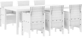 vidaXL Vidaxl - Garden Dining Set 7 pcs White Polt rattan