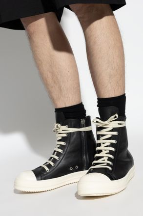 Rick Owens Leather High-top Sports Shoes, Mens, Black