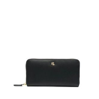 Ralph Lauren Accessoires, Dames, Zwart, ONE Size, Leer, Zwarte zwarte portemonnee met rits in casual stijl
