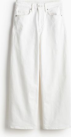 H&M Wide High Cropped Jeans - White