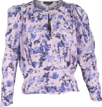 Isabel Marant Zarga Floral-Print Blouse in Purple Silk