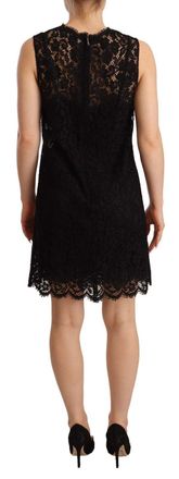 Dolce & Gabbana Womens Black Floral Lace Sheath Sleeveless Mini Dress Cotton