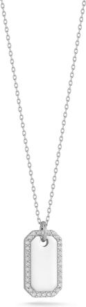 Glaze Jewelry Sterling Silver Pave Tag Necklace