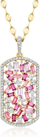Ross-Simons Italian Multi-Gemstone Dog Tag Pendant Necklace in 18kt Gold Over Sterling