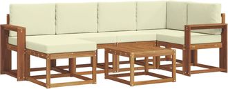 vidaXL Conjunto De Sof&aacute;s De Exterior 7 Uds. Natural Y Crema Vidaxl