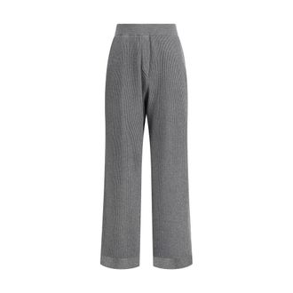 Brunello Cucinelli Broeken, Dames, Grijs, L, Geribbelde Lurex Broek