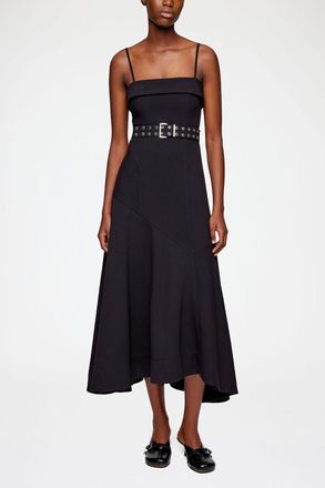 Ganni Black Dress in Twill Suiting