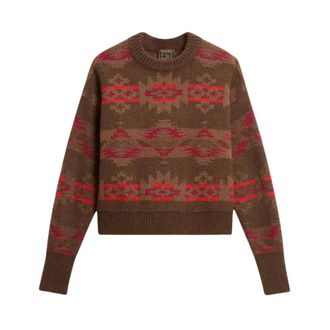 Woolrich Truien & Vesten, Dames, Bruin, S, Ronde hals gebreid