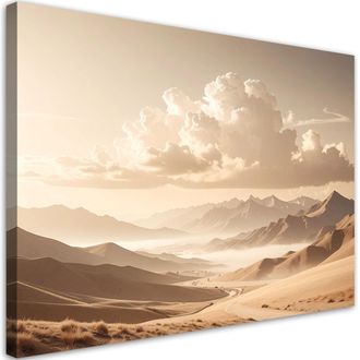 Feeby Cuadro En Lienzo, Paisaje De Monta&ntilde;a En Tonos Beige, 120x80