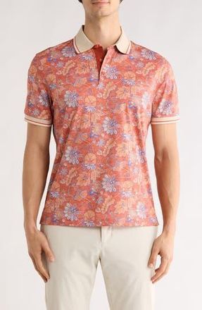 Bugatchi Print Pima Cotton Knit Polo in Paprika at Nordstrom Rack, Size Xx-Large