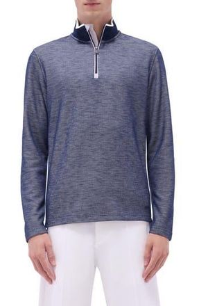 Bugatchi Quarter Zip Performance Pullover in Navy at Nordstrom Rack, Size Large