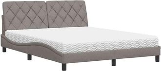 vidaXL Cama Con Colch&oacute;n De Tela Gris Taupe 160x200 Cm Vidaxl