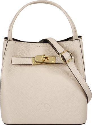 Cluty Umh&auml;ngetasche CLUTY, Damen, Gr. B/H/T: 18cm x 19cm x 13cm onesize, beige, Leder, leicht gl&auml;nzend, unifarben, Taschen Umh&auml;ngetasche, echt Leder, Made i