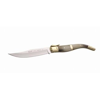 OEM Navaja De Colecci&oacute;n Muela Curro Curro-t, Cachas De Cuerno De Toro Y Lat&oacute;n, Peso 160 Gramos, Hoja De 10 Cm + Tarjeta Multiusos De Regalo