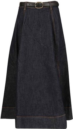Self Portrait Denim Midi Skirt