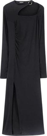 Dondup Midi Jurk - Dames - Casual kleedjes - Zwart - M - Kleedjes