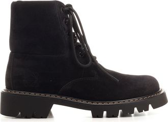Loewe Sierra Combat Ankle Boot In Suede Boots Nero-Uomo