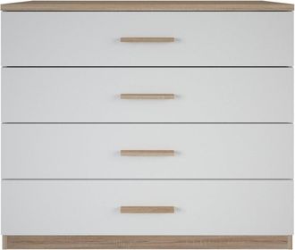 Calicosy Cómoda 4 cajones acabado madera y blanco 100 cm