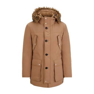 HUGO BOSS Jassen, Heren, Beige, M, Leer, Winterjas