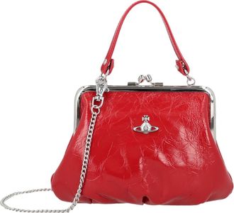 Vivienne Westwood Red Glossy Calf Leather Shoulder Bag