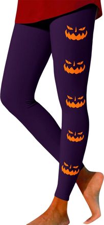 Generic Halloween Leggings for Women UK High Waisted Tummy Control Leggings Funny Pumpkin Skull Ghost Printed Stretchy Pants Soft Comfortable Gym Tight Trouse