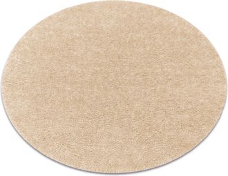 RugsX Rugsx - Alfombra Buenos Circulo 6652 Shaggy Liso, De Un Solo Color Crema Beige Circulo 150 Cm