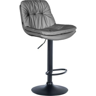 Clp Taburete De Bar Laurel En Polipiel Gris Metal Negro Mate