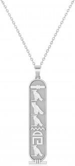 Allurez Large Egyptian Cartouche Pendant Necklace 14k White Gold