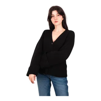 Vince Cardigans, female, Black, Size: S Double-Face Wool & Cashmere-Blend Cardigan