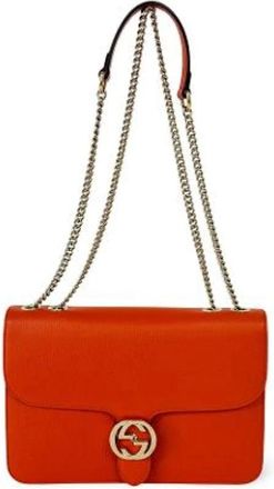 Gucci Pre-owned Shoulder Bags, female, Orange, Size: ONE SIZE Pre-owned Interlocking Shoulder Bag