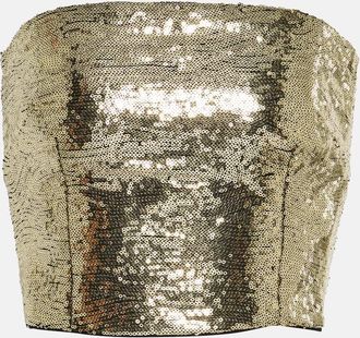 Dolce & Gabbana Sequined strapless lace crop top