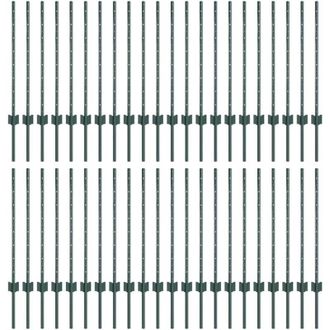 vidaXL Postes De Cerca Plateados 44 Pcs Verde Acero Vidaxl