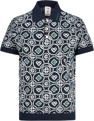 Casablanca Monogram Polo Shirt - Heren - Polos - Blauw - L - Katoen - Tops