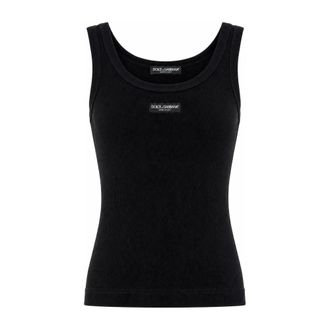 Dolce & Gabbana Camiseta sin mangas acanalada - Tops - Mujer - Negro - XS
