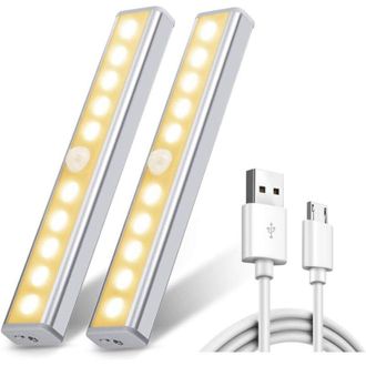 OEM Juego De 2 L&aacute;mparas Led De 10 Led, Inal&aacute;mbricas, Recargables Por Usb, Magn&eacute;ticas, Con Sensor De Movimiento Y 2 Modos De Iluminaci&oacute;n - Crezuo